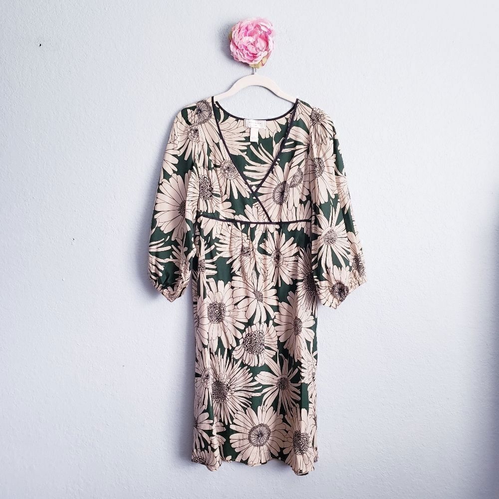 Anthropologie Dandy Daisy Floral Silk Dress